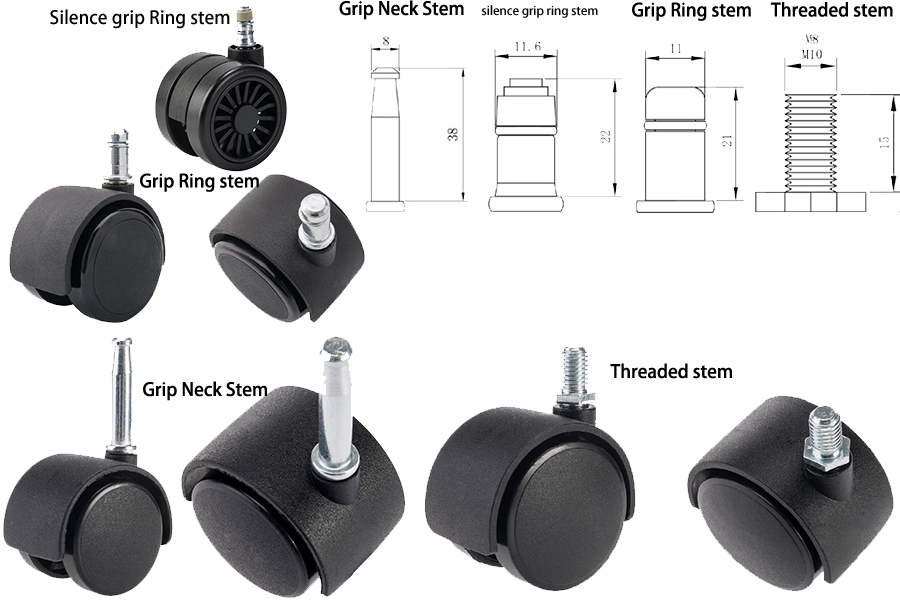 office chair parts manufacturer stem casters measurements