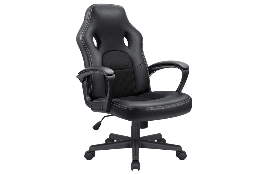 KaiMeng Office Gaming Chair High Back Leather Computer Chairs Ergonomic Height Adjustable Racing Game Desk Chair Executive Conference Task Chair (Black)