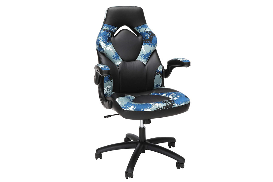 OFM ESS Collection Bonded Leather Gaming Chair  Racing Style  Arctic Camo
