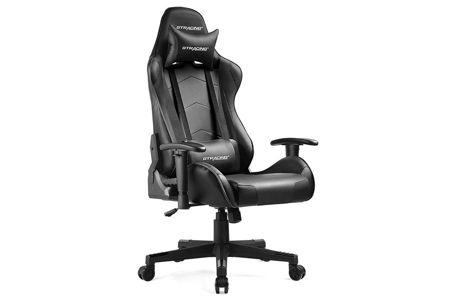 Gtracing Gaming Chair Racing Office Computer Ergonomic Video Game Chair Backrest and Seat Height Adjustable Swivel Recliner with Headrest and Lumbar Pillow Esports Chair Black