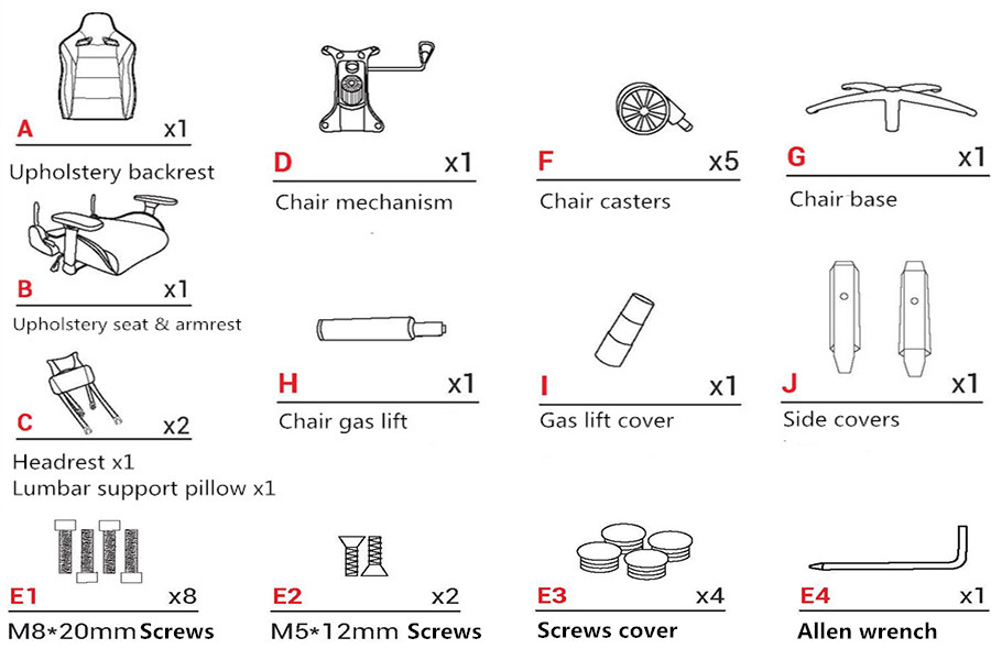 Parts of an office chair diagram guides from China supplier