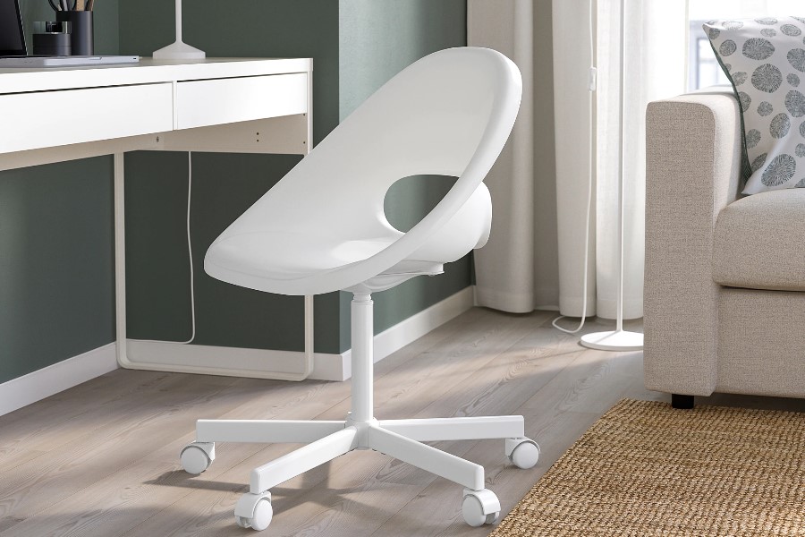 white office chair with white caster