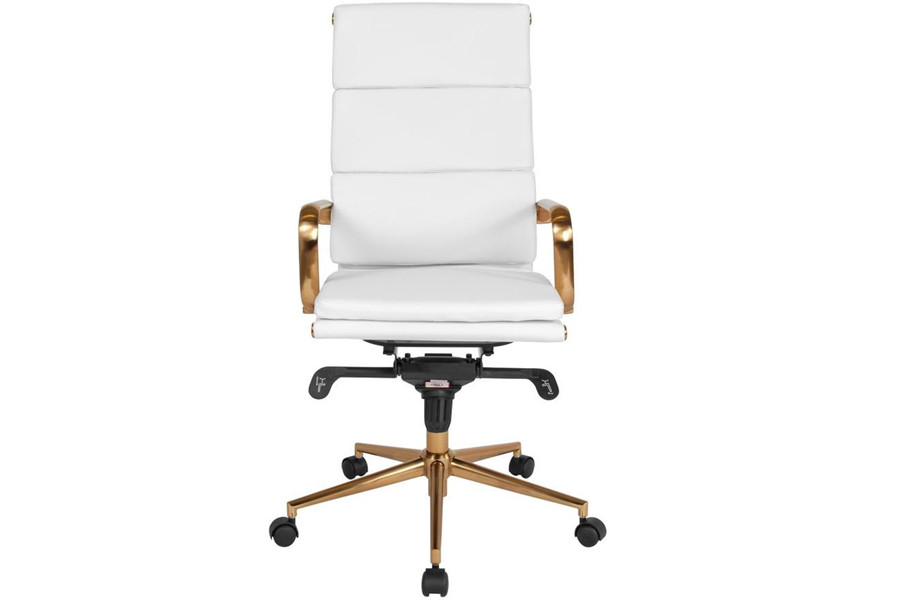white and gold office chair with black caster