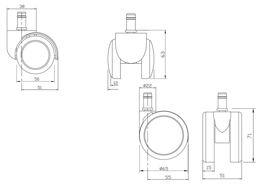 hardwood floor casters dimension