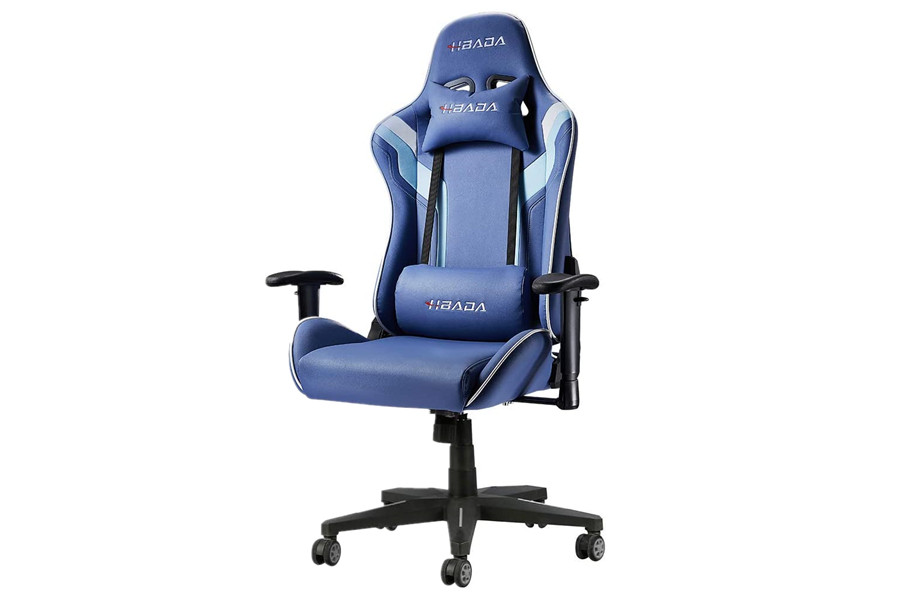 race style Hbada Gaming Chair Racing Style Ergonomic High-Back Computer Chair with Height Adjustment Headrest and Lumbar Support E-Sports Swivel Chair Blue